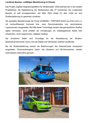 Meldung: Landkreis Bautzen - auffälliges Messfahrzeug im Einsatz