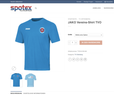 Der neue Vereinsshop ist online (Bild vergrößern)