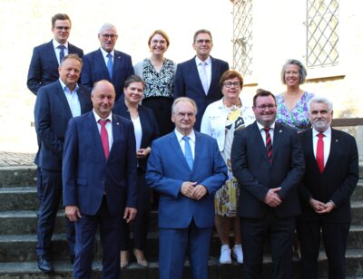 Das Landeskabinett tagte zusammen mit Bürgermeister Andreas Nette und Saalekreis-Landrat Hartmut Handschak im Querfurter Rathaus
