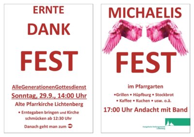 Erntedank und Michaelis - doppelt feiern am So, 29.9., 14-18 Uhr in Kirche und Pfarrgarten