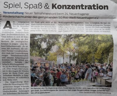 Foto zur Meldung: Abteilung Schach: 24. Neuenhagener Kinderschachturnier