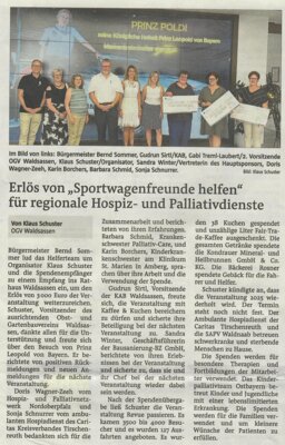 Sportwagenfreunde helfen - Erlös für regionalen Hospiz- und Palliativdienst (Bild vergrößern)