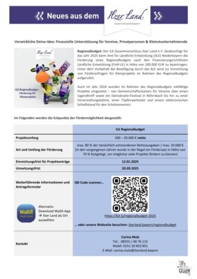 Ilzer Land Regionalbudget 2025 (Bild vergrößern)