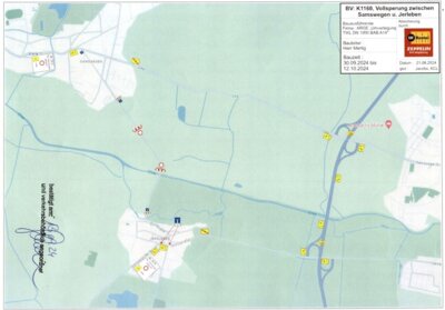 Sperrung K1160 zwischen Samswegen und Jersleben (Bild vergrößern)