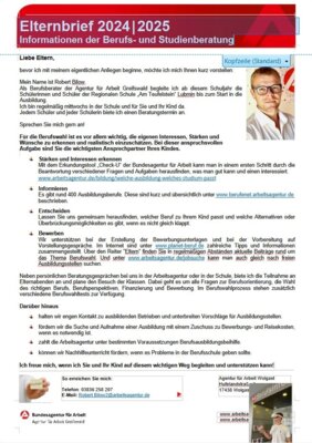 Elternbrief 2024 | 2025 Informationen der Berufs- und Studienberatung