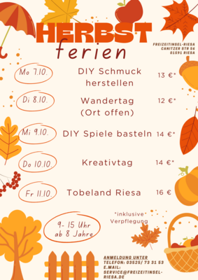 Herbstferien in der Freizeitinsel Riesa e.V. (Bild vergrößern)