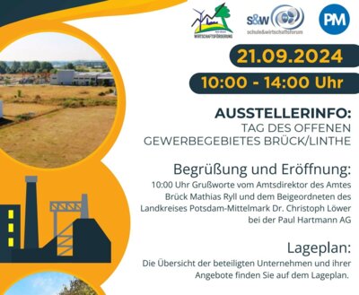 Jetzt Samstag, den 21.09.2024: Tag des offenen Gewerbegebietes Brück/Linthe: Ein Blick hinter die Kulissen