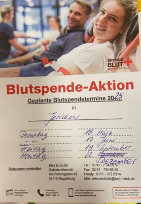 Geplante Blutspendetermine Jerichow 2025