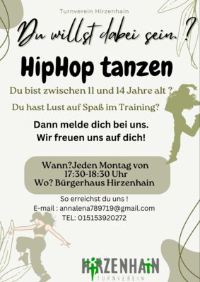 HipHop tanzen - 11-14 Jahre