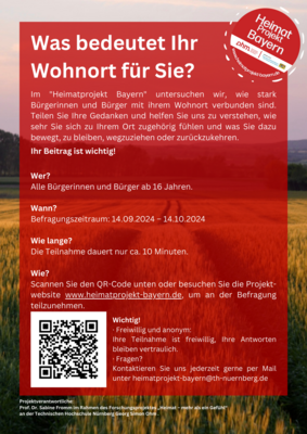 Forschungsprojekt “Heimat – mehr als ein Gefühl” – Mitwirkung der Gemeinden im ländlichen Raum Bayerns an der 2. Bürgerbefragung (Bild vergrößern)
