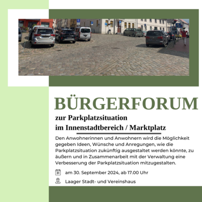 Bürgerforum zur Parkplatzsituation im Innenstadtbereich / Marktplatz