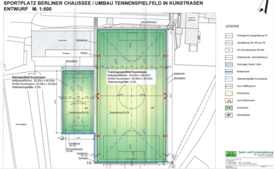 Die Stadt Genthin erhält den ersten Kunststoffrasenplatz für Fußball im südlichen Bereich der Sportplatzanlage in der Berliner Chaussee (Bild vergrößern)