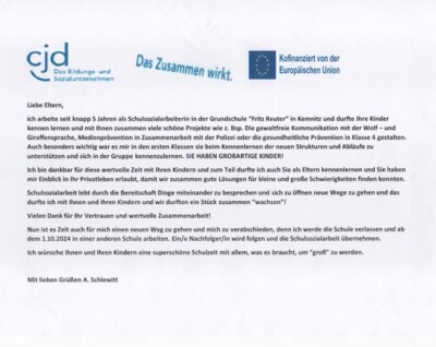 Meldung: Verabschiedung unserer Schulsozialarbeiterin