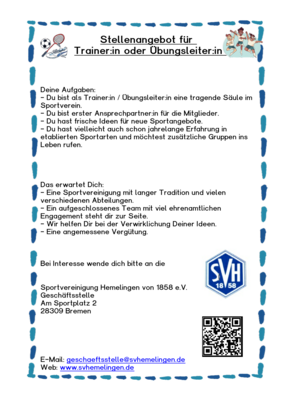Trainer*in / Übungsleiter*in gesucht (Bild vergrößern)