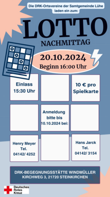 LOTTO NACHMITTAG am 20.10.2024 DRK-Ortsvereine der Samtgemeinde Lühe (Bild vergrößern)