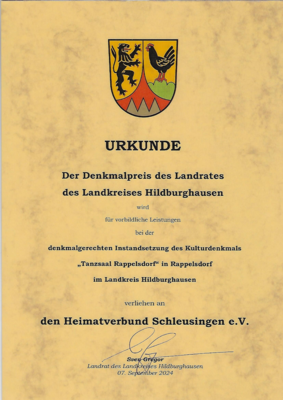 Meldung: Denkmalpreis Landkreis Hildburghausen 2024