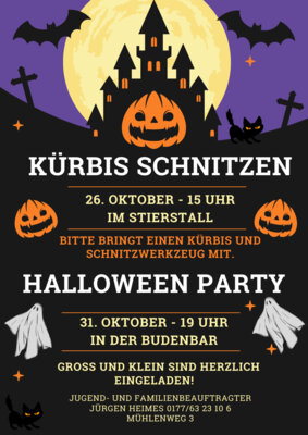 Meldung: Kürbis schnitzen und Halloween-Party - Jugend- und Familienbeauftragter der Gemeinde legt los....