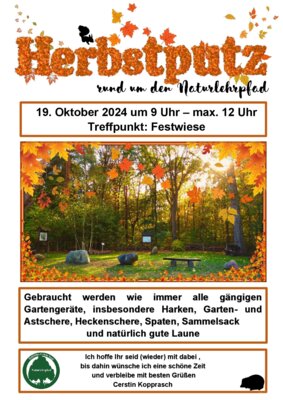 Vorschaubild zur Meldung: Herbstputz rund um den Naturlehrpfad – Helfende Hände gesucht!