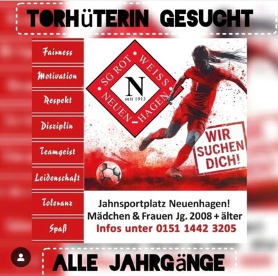 Foto zur Meldung: Abteilung Fußball: Torhüterin gesucht