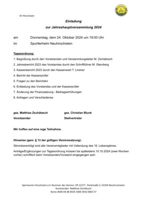 Jahreshauptversammlung
