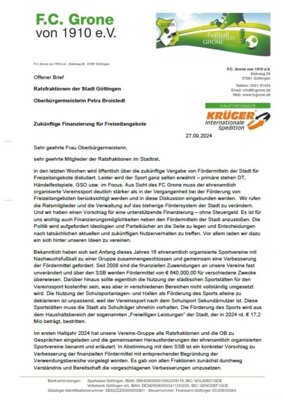 Offener Brief, F.C. Grone, 27.09.2024 (Bild vergrößern)