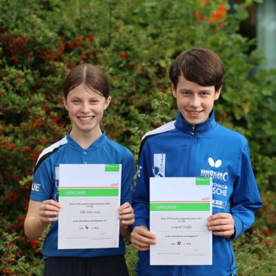 Ella (4. Platz) und Leopold (12. Platz) nahmen für den TTKG bei der Landesrangliste teil (Bild vergrößern)