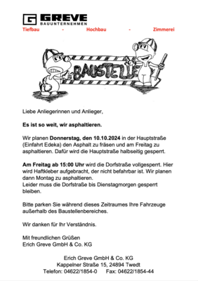 Aktuelle Sperrungen im Dorf (Bild vergr&ouml;&szlig;ern)