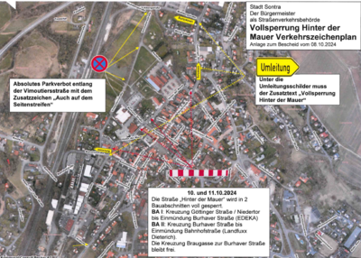 Vollsperrung der Straße „Hinter der Mauer“ ab der Kreuzung Göttinger Straße/Niedertor bis Kreuzung Bahnhofstraße (Bild vergrößern)