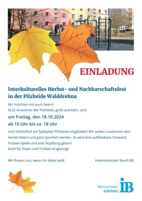 Interkulturelles Herbst- und Nachbarschaftsfest  in der Pilzheide Walddrehna (Bild vergrößern)