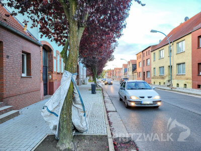 An den öffentlichen Straßen und Plätzen hängen jetzt wieder Big Bags für das Straßenlaub – zum Beispiel in der Straße Kietz. Foto: Beate Vogel/Stadt Pritzwalk (Bild vergr&ouml;&szlig;ern)