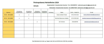 Zu diesen Zeiten sind wir für Sie in den Herbstferien erreichbar