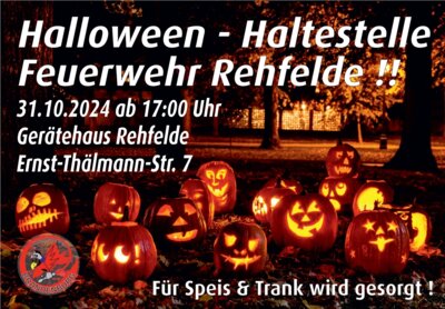 an der Feuerwehr Rehfelde zur Halloween-Haltestelle (Bild vergrößern)
