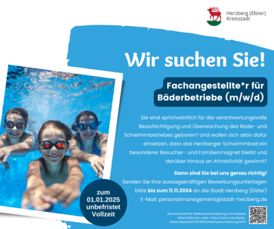 Stellenausschreibung als Fachangestellte*r für Bäderbetriebe (m/w/d)