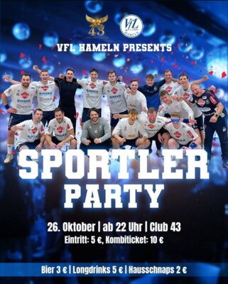 Meldung: Erst Heimspieltag, dann Sportlerparty im Club 43!