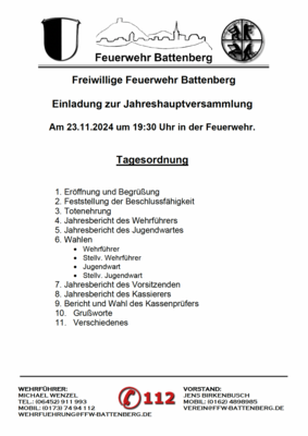 Jahreshauptversammlung am 23.11.2024 (Bild vergrößern)