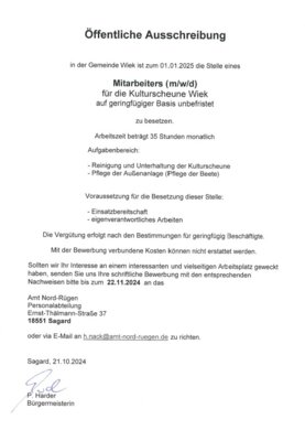 23.10.2024 Neues Stellenangebot veröffentlicht (Bild vergrößern)