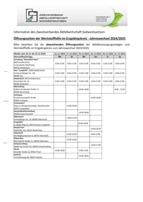 Abweichende Öffnungszeiten der Wertstoffhöfe zum Jahreswechsel (Bild vergr&ouml;&szlig;ern)