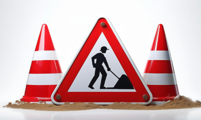 Baustelle - Gehwegvollsperrung in der Dorfstraße 18