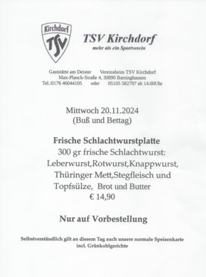 Foto zur Meldung: Frische Schlachtwurstplatte in der Gaststätte am Deister am 20.11.2024 (Nur auf Vorbestellung)