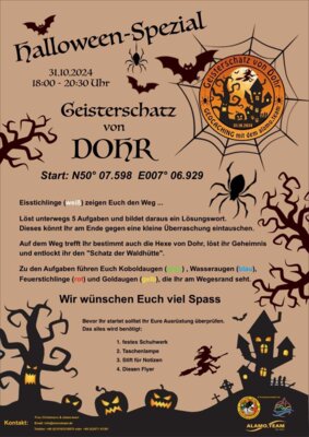 Hinweis für die Eltern zum "Geisterschatz von Dohr" am 31. Oktober