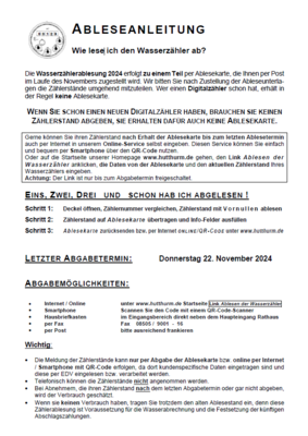 Wasserzählerablesung 2024 (Bild vergrößern)