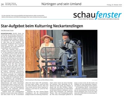 Miss Daisy und ihr Chauffeur - Nürtinger Zeitung 25.10.2024 - Schaufenster (Bild vergrößern)