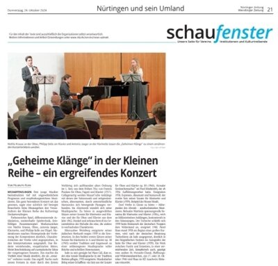 „Geheime Klänge“ in der Kleinen Reihe – ein ergreifendes Konzert (Bild vergrößern)