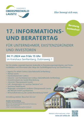 Kompakte Beratung für Unternehmer, Existenzgründer und Investoren am 4. November in Senftenberg (Bild vergrößern)