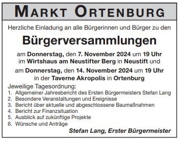 Einladung zu den Bürgerversammlungen 2024
