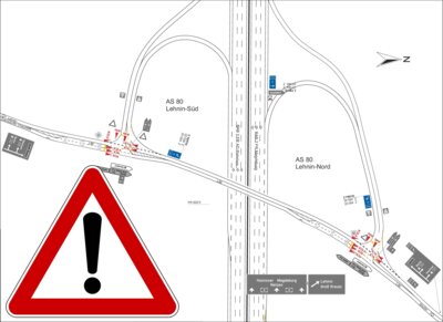 Hinweis zu aufgestellten Lichtsignalanlagen an der AS Lehnin (Bild vergrößern)