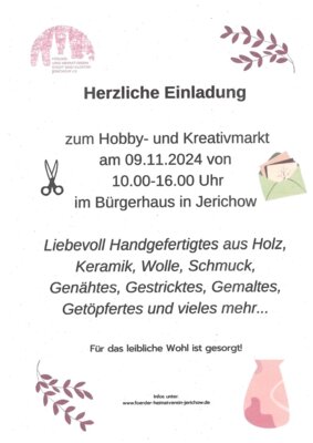 Hobby- und Kreativmarkt am 09.11.2024 im Bürgerhaus