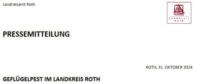 Gelügelpest im Landkreis Roth (Bild vergrößern)