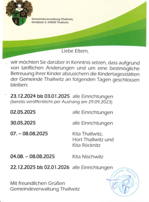 Schließtage 2025