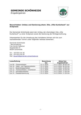 Bauvorhaben: Umbau und Sanierung ehem. Kita „Villa Kunterbunt“ zur Arztpraxis (Bild vergrößern)